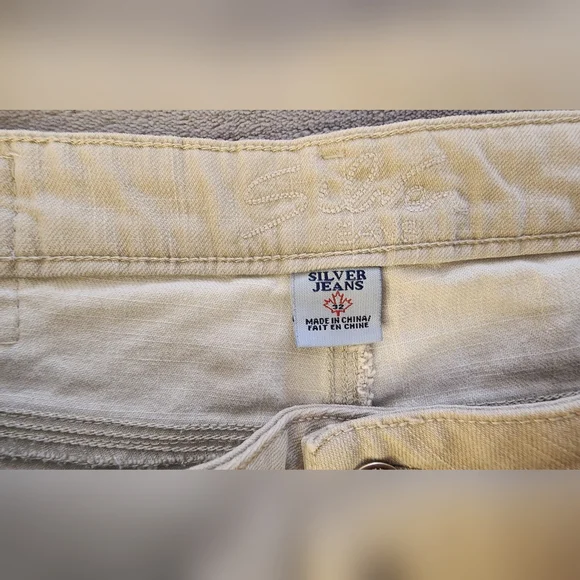 Tan Silver Jean Shorts Size 32 - Picture 2 of 3